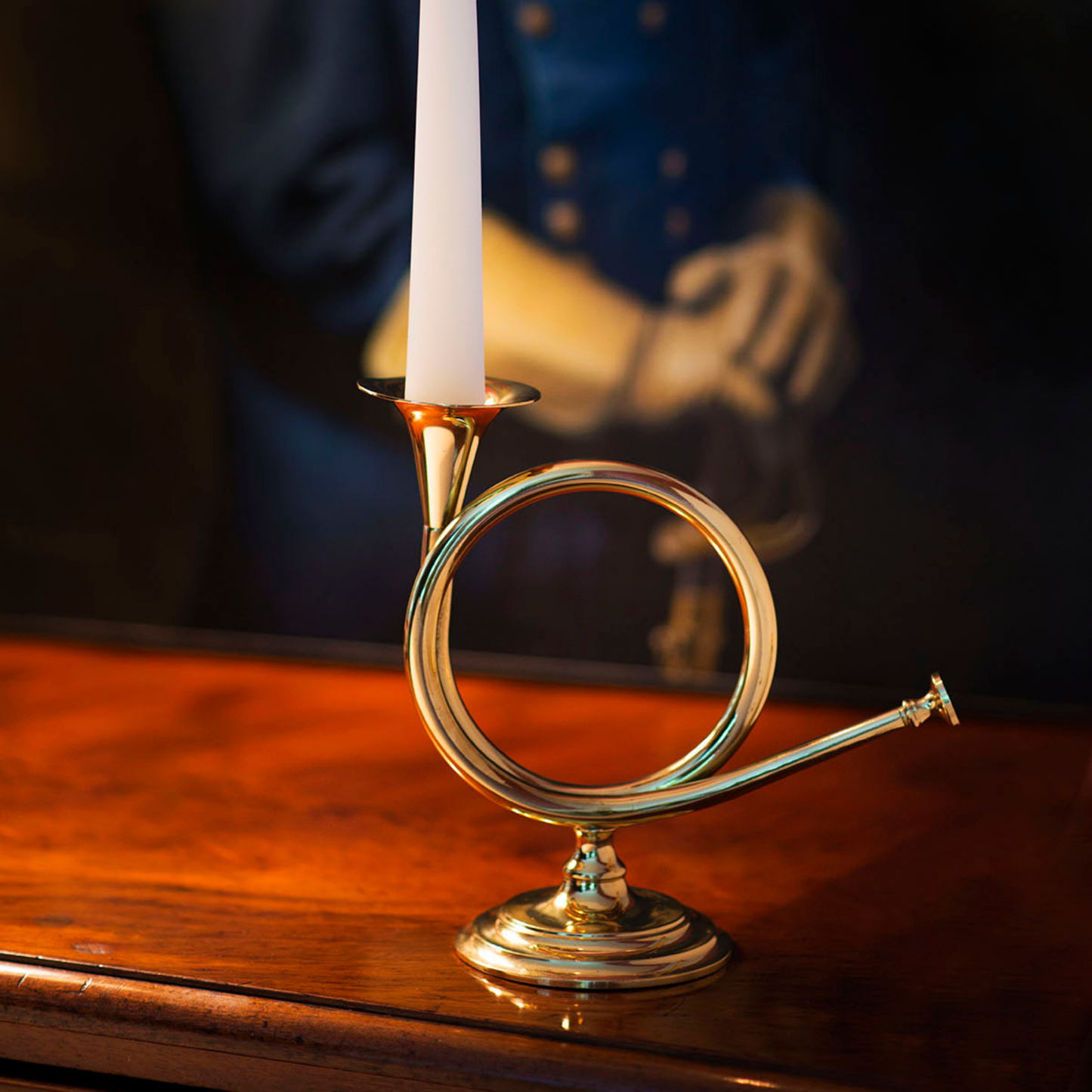 Fox Horn Brass Candlestick