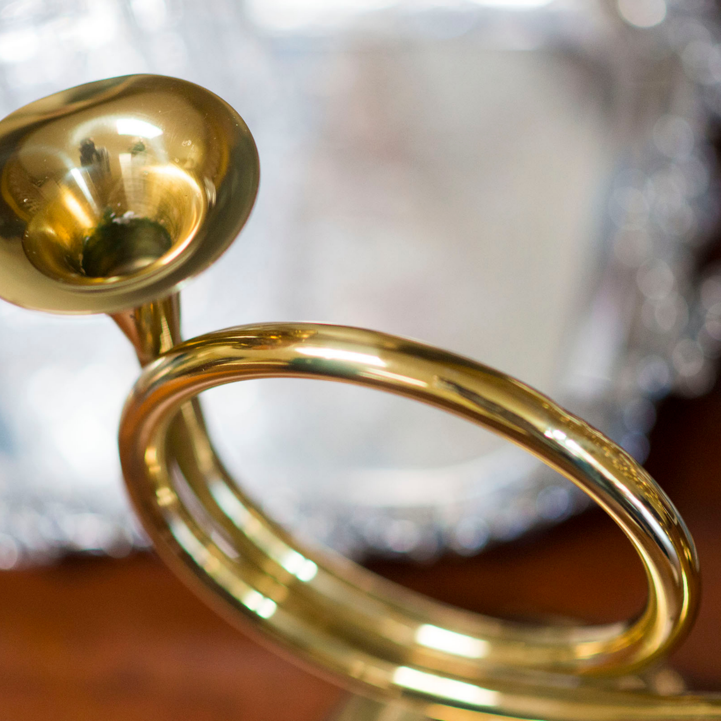 Fox Horn Brass Candlestick