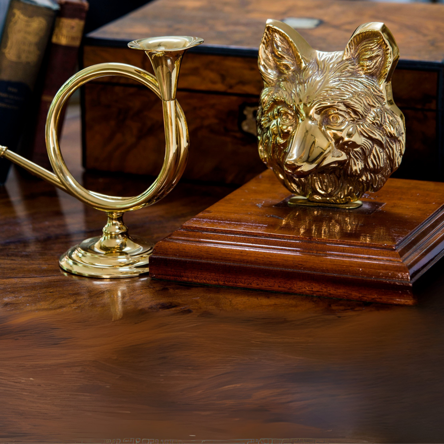 Fox Horn Brass Candlestick