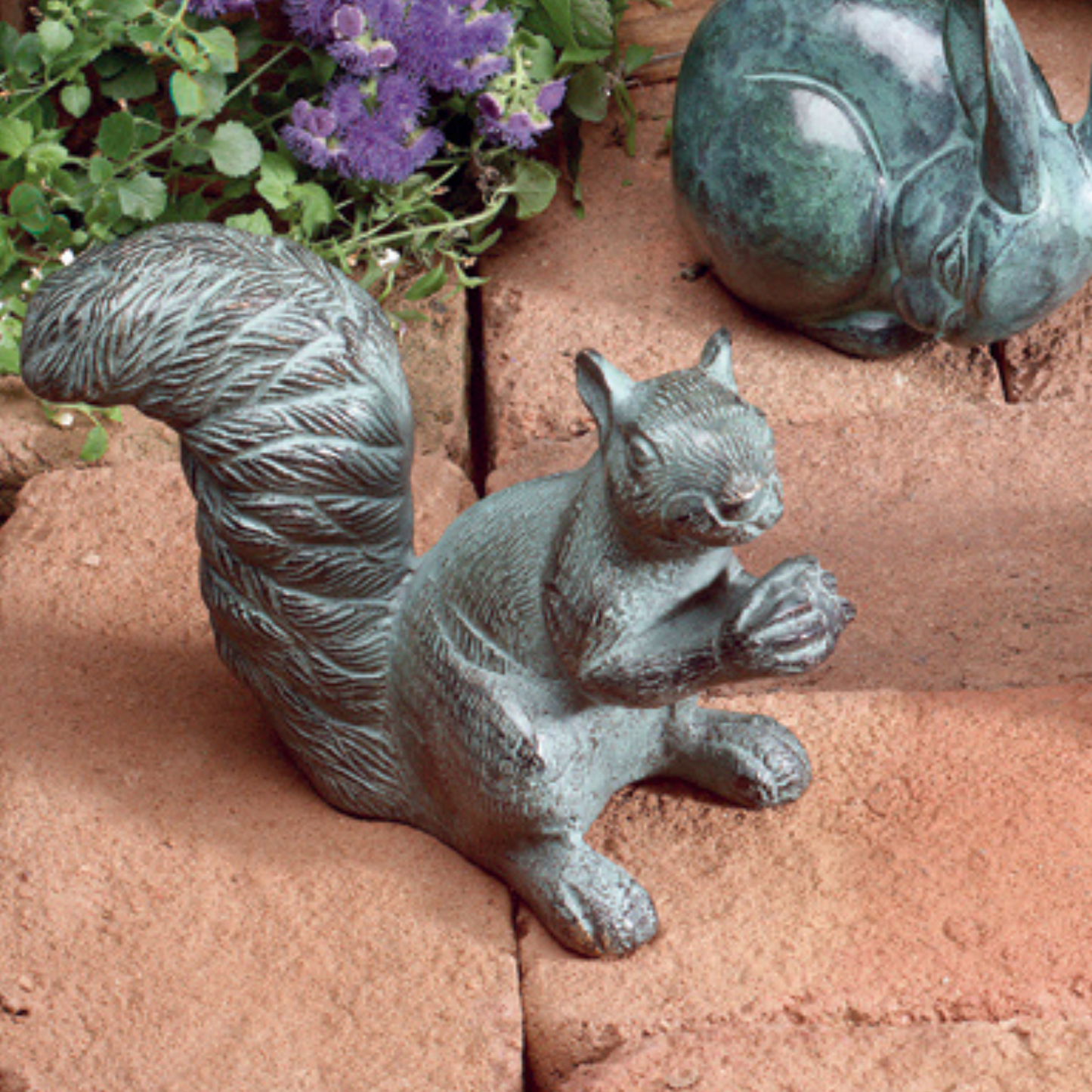 Brass Squirrel Garden Accent with Verdigris Patina