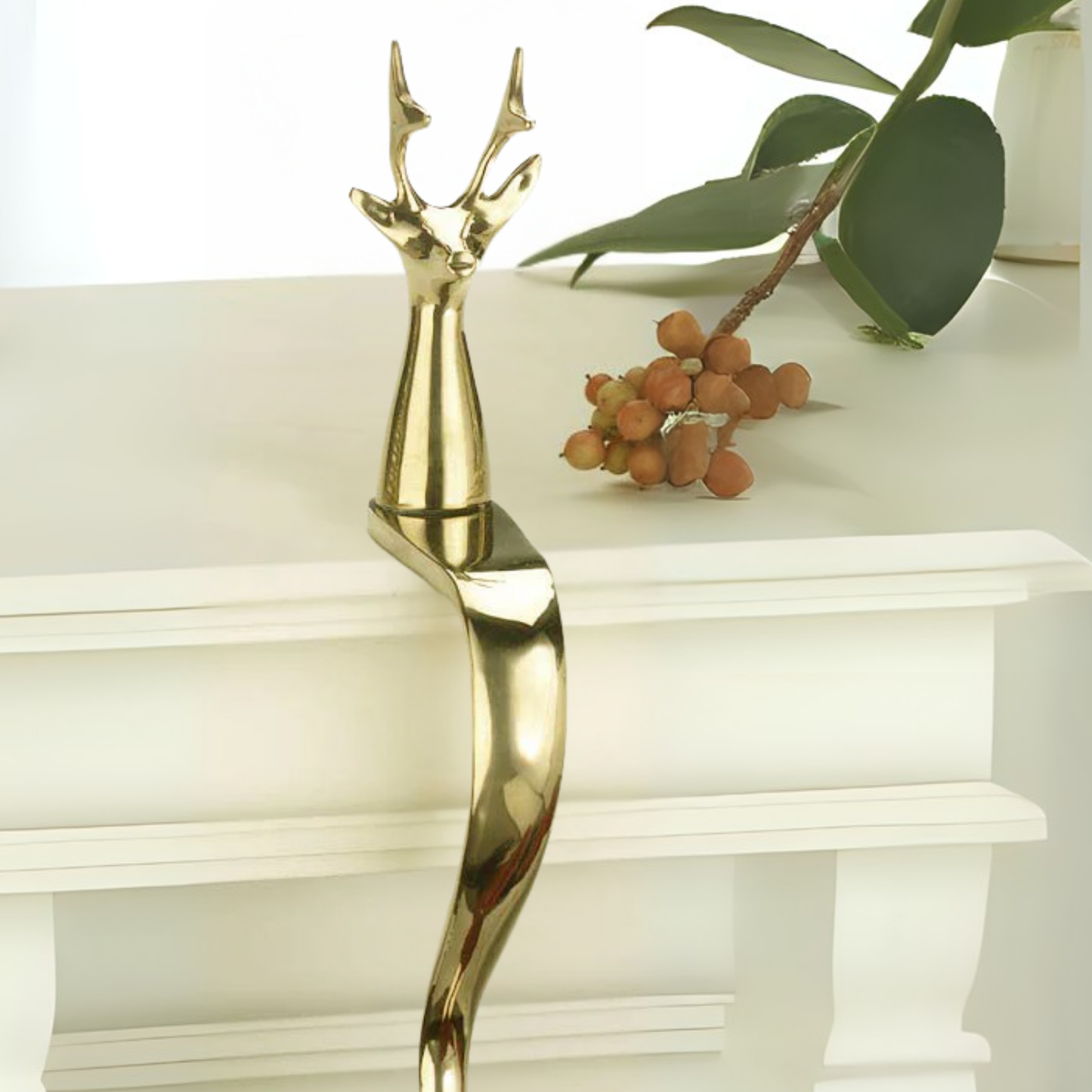 Brass Reindeer Stocking Holder - Jefferson Brass Company