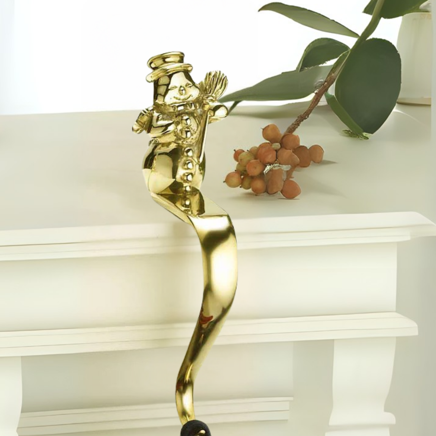 Brass Snowman Stocking Holder - Jefferson Brass Company