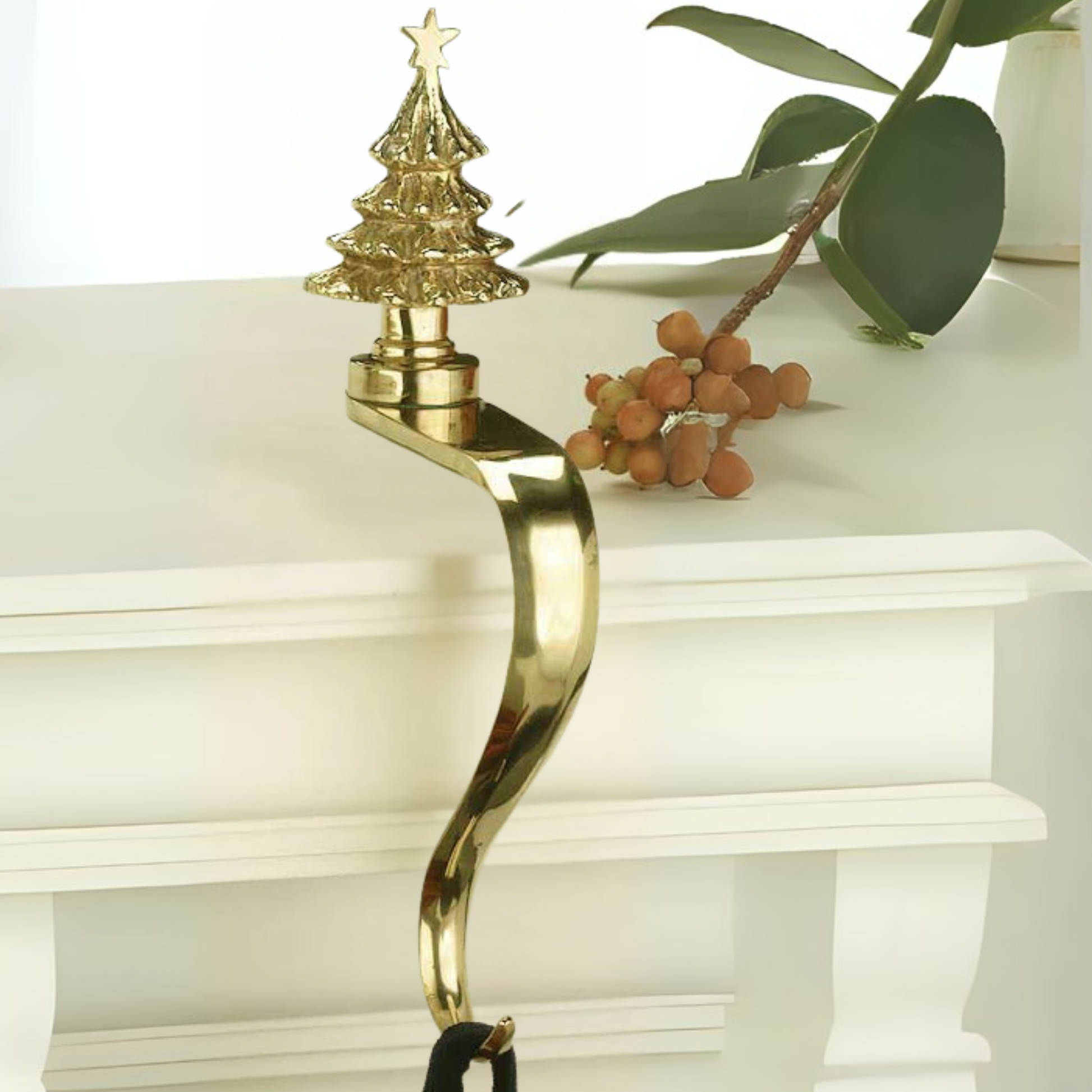 Traditional Christmas Tree Stocking Holder - Jefferson Brass Company