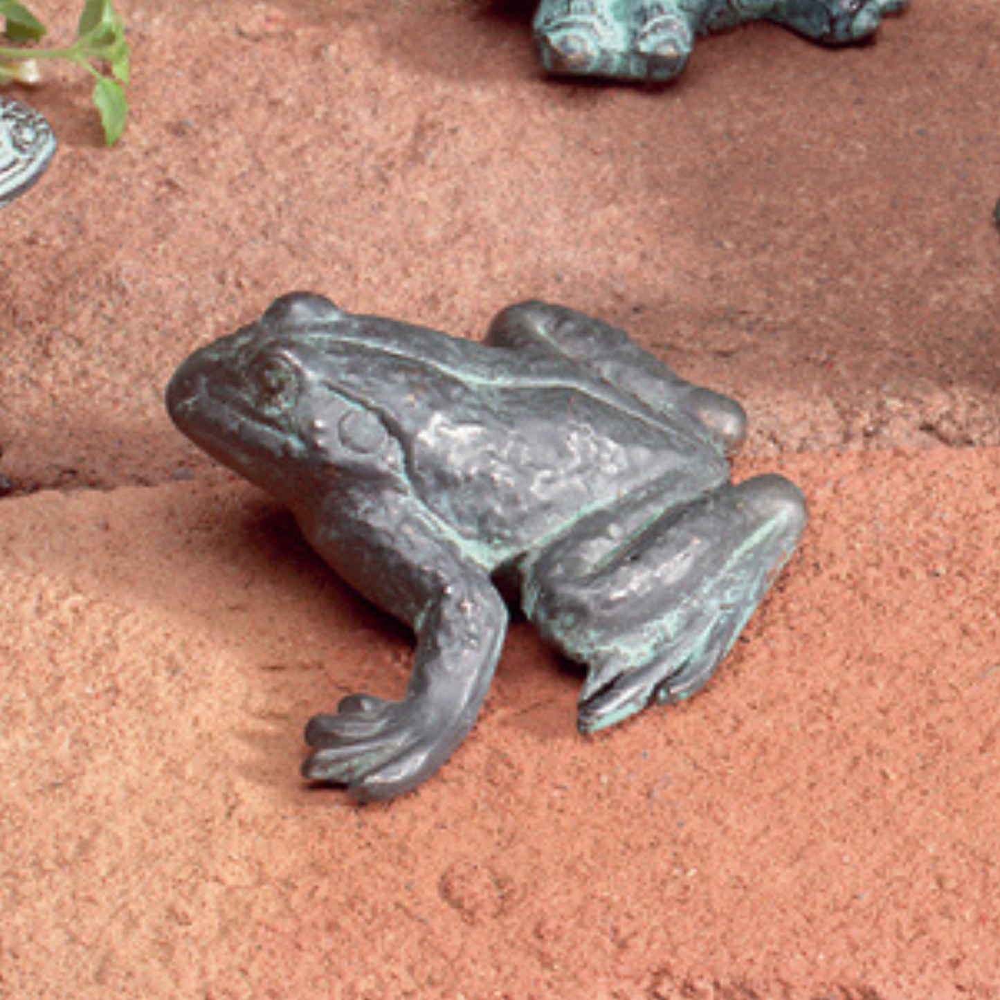 Brass Garden Frog Ornament with Verdigris Patina