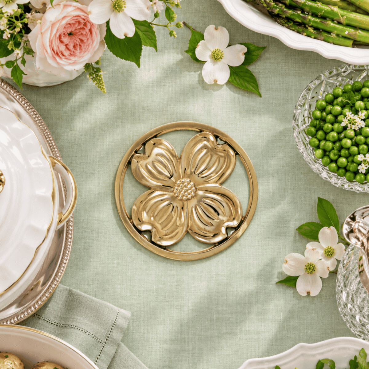 Brass Dogwood Trivet - Jefferson Brass Company