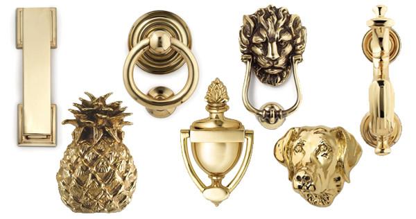 Jefferson Brass Company door knockers. Brass door knockers