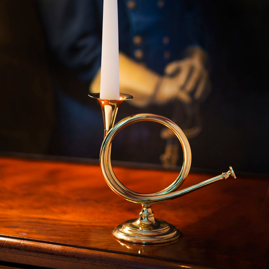 Fox Horn Brass Candlestick