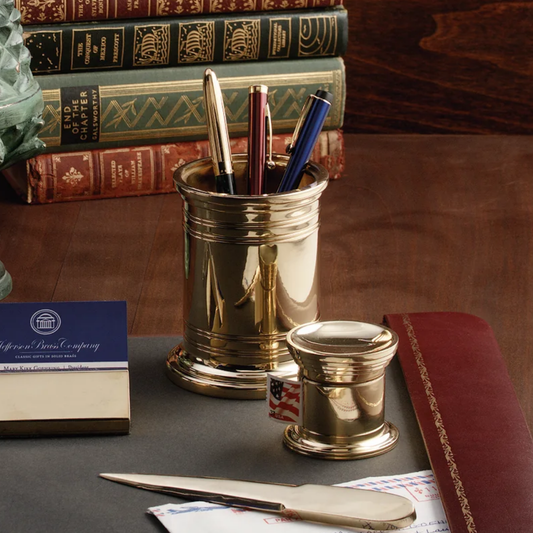 Executive Brass Pencil Cup and Holder - Jefferson Brass Company