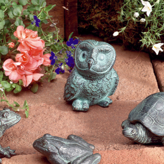 Brass Owl with Verdigris Patina