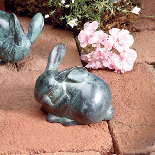 Brass Rabbit Garden Ornament #1 with Verdigris Patina