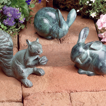 Rabbit Garden Ornament with Verdigris Patina