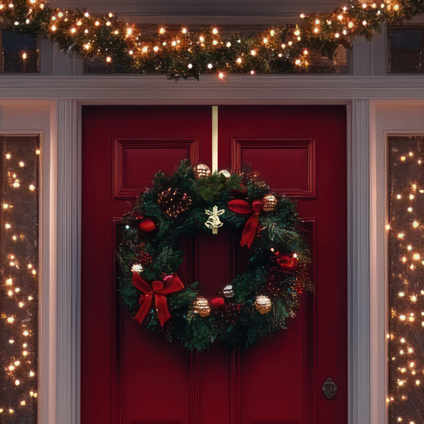 Holiday Bells Christmas Wreath Hanger - Jefferson Brass Company