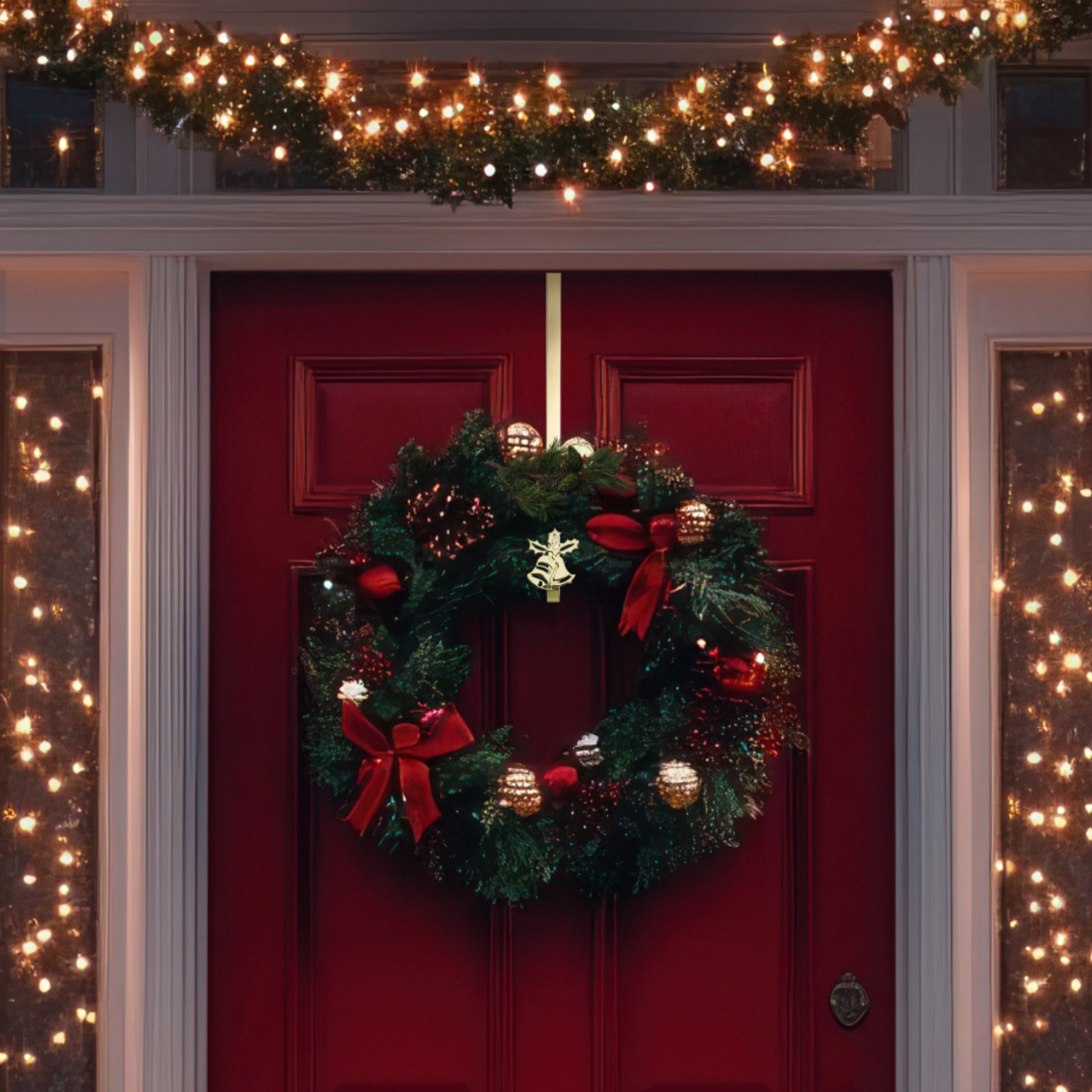 Holiday Bells Christmas Wreath Hanger - Jefferson Brass Company