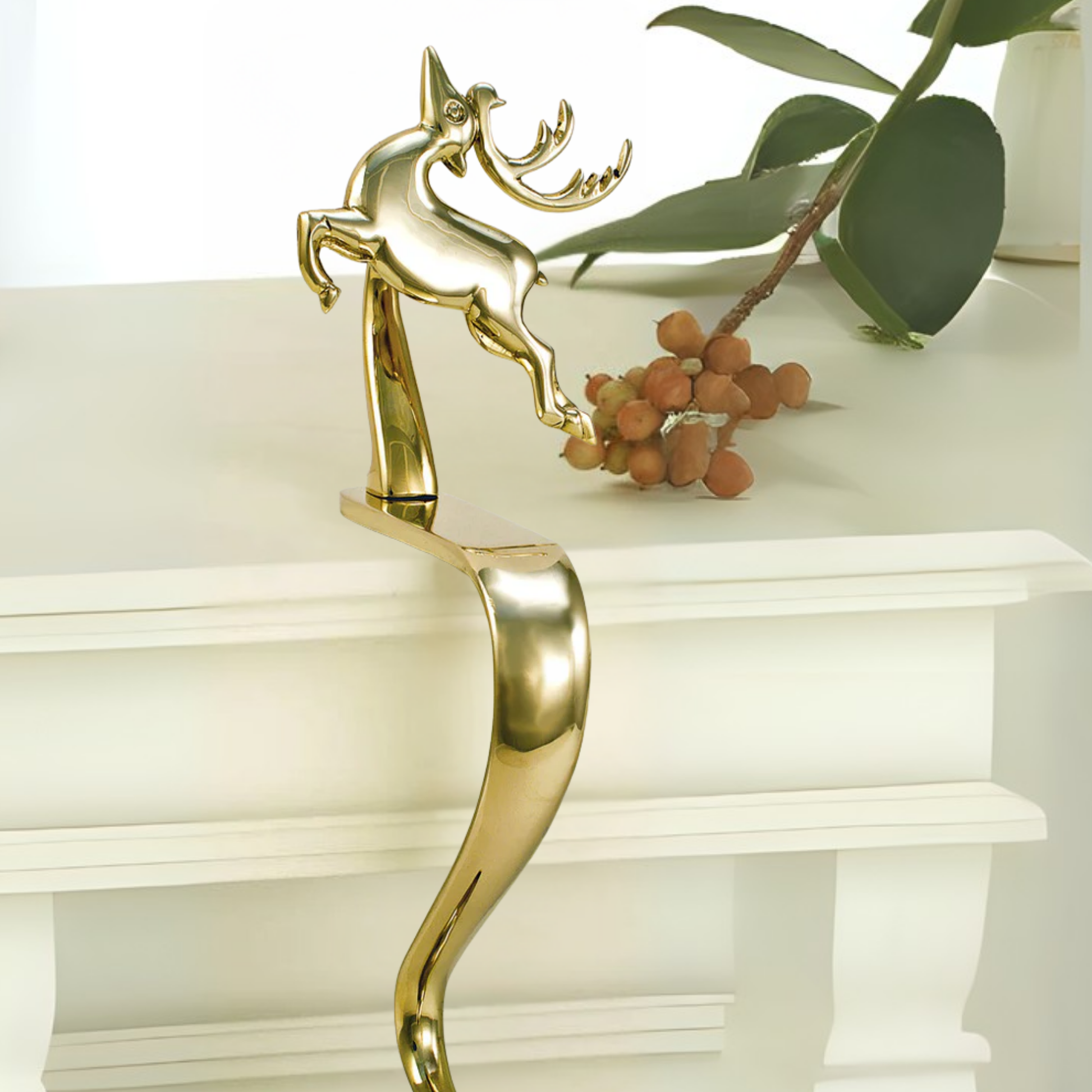 Prancing Reindeer Stocking Holder - Jefferson Brass Company
