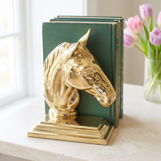Brass Horse Head Bookend