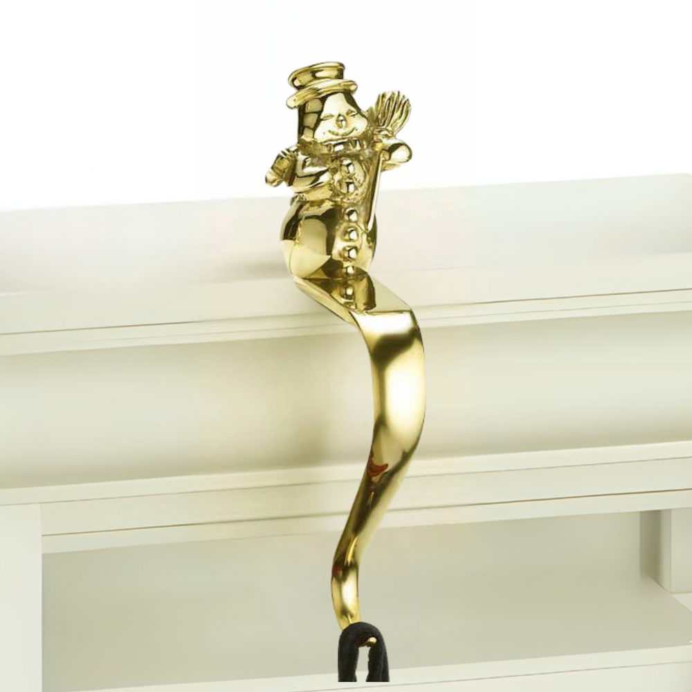 Brass Snowman Stocking Holder