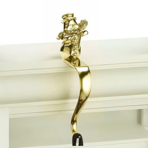 Brass Snowman Stocking Holder