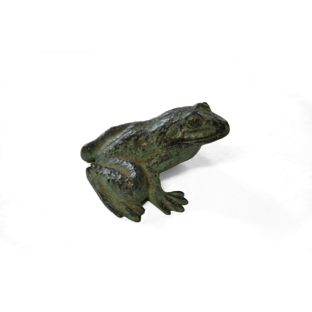 Brass Garden Frog Ornament with Verdigris Patina