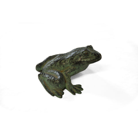 Brass Garden Frog Ornament with Verdigris Patina - Jefferson Brass Company