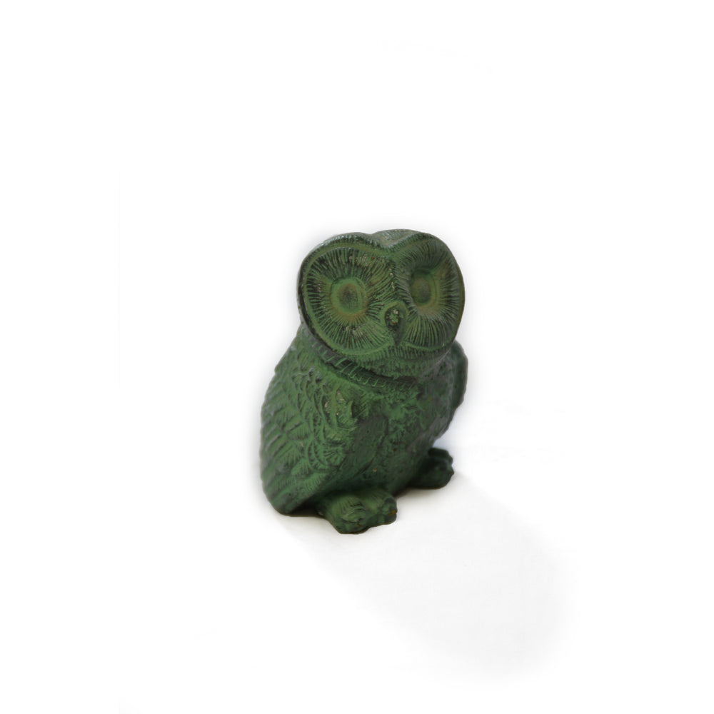 Brass Owl with Verdigris Patina