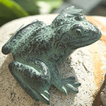 Brass Garden Frog Ornament with Verdigris Patina - Jefferson Brass Company